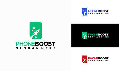 Modern Phone Booster logo with rocket symbol, Elegant Fast Phone logo template vector