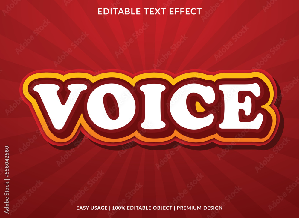 Poster voice editable text effect template with 3d style and abstract background