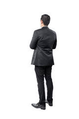 Obraz na płótnie Canvas Rear view of Asian businessman standing