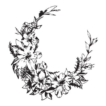 black and white flowers illustration