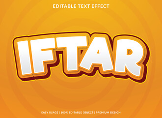 iftar editable text effect template with 3d style and abstract background