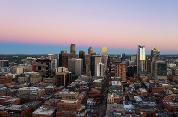 Aerial View of Denver, Colorado at Sunset