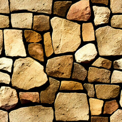 Realistic Repeating Stone Rock Wall Pattern (Seamless Tiling) (AI)