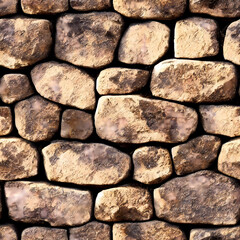 Realistic Repeating Stone Rock Wall Pattern (Seamless Tiling) (AI)