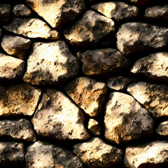 Realistic Repeating Stone Rock Wall Pattern (Seamless Tiling) (AI)
