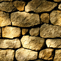Realistic Repeating Stone Rock Wall Pattern (Seamless Tiling) (AI)