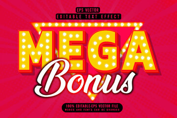 Mega bonus 3d editable text effect vector template