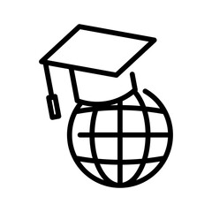 Online learning sign. Graduation hat cap line icon.