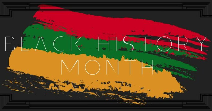 Black History Month animation with red, yellow and green colors. Abstract holiday video.