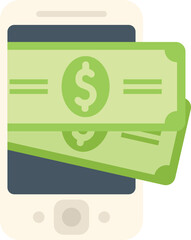 Online money cash icon flat vector. Phone pay. Mobile card isolated