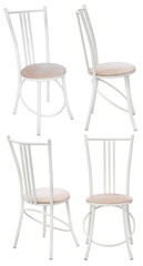 Stool for a home or cafe. An element of the interior. Isolated from the background. In different angles