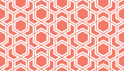 Abstract geometric pattern. A seamless vector background. White and pink ornament. Graphic modern pattern. Simple lattice graphic design