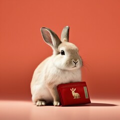 Chinese New Year Rabbit holding Red Pocket Envelope