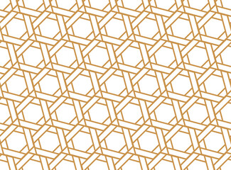 The geometric pattern with lines. Seamless vector background. White and gold texture. Graphic modern pattern. Simple lattice graphic design