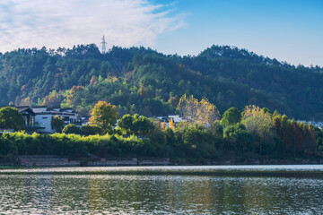 Natural Scenery of Ancient Villages and Rivers in the Mountainous Areas of Anhui Province, China 
