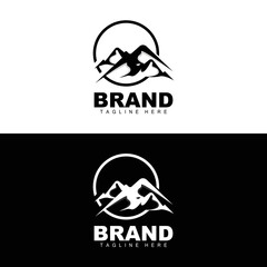 Mountain Logo, Vector Mountain Climbing, Adventure, Design For Climbing, Climbing Equipment, And Brand With Mountain Logo