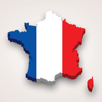 3d map of France with flag
