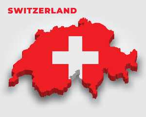 Switzerland 3d map with flag