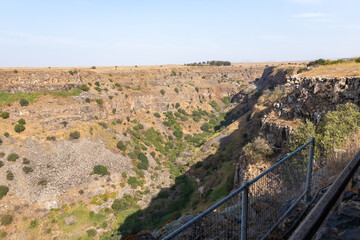 View  from an eagle farm on the adjacent gorge in the Gamla Nature Reserve, Golan Heights, northern Israel