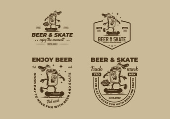 mascot illustration of a beer can skateboarding © Adipra