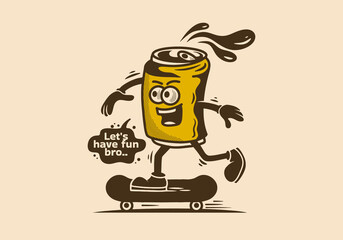 mascot illustration of a beer can skateboarding © Adipra