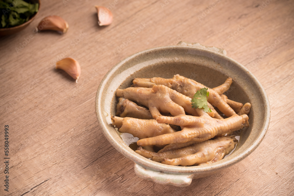 Poster chicken feet stewed chinese chicken soup