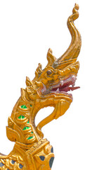 Beauty antique sculpture of Naka head which can see on Thai temple roof top. 