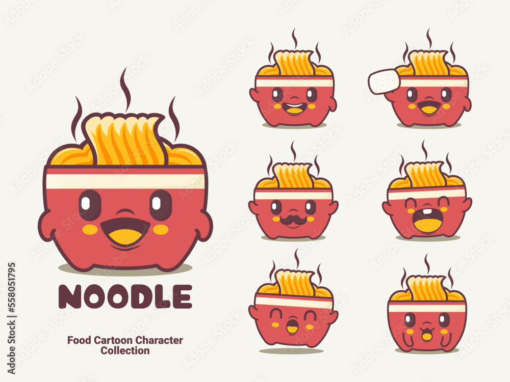 Wall mural noodle cartoon character vector illustration