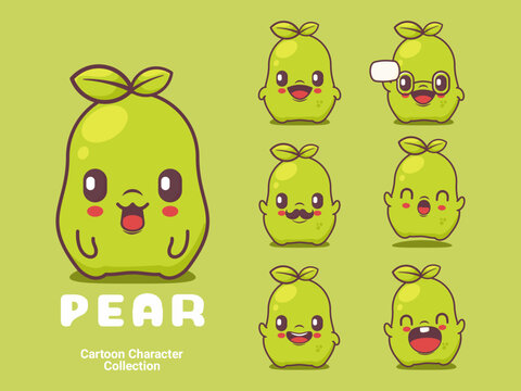 pear cartoon character fruit vector illustration