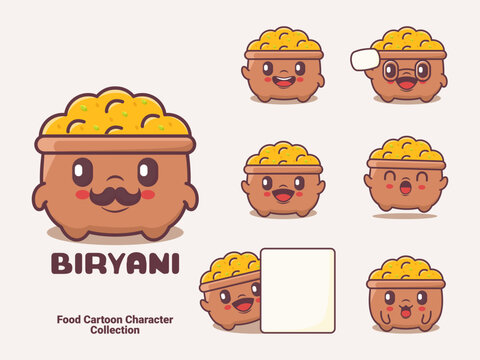biryani cartoon character indian food vector illustration