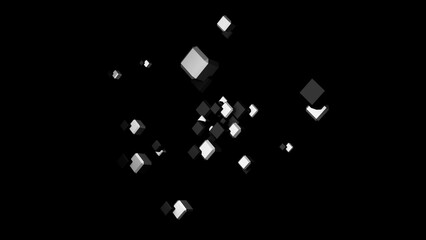 The illustration 3d render of abstract concept white and black cube box float in the dark background