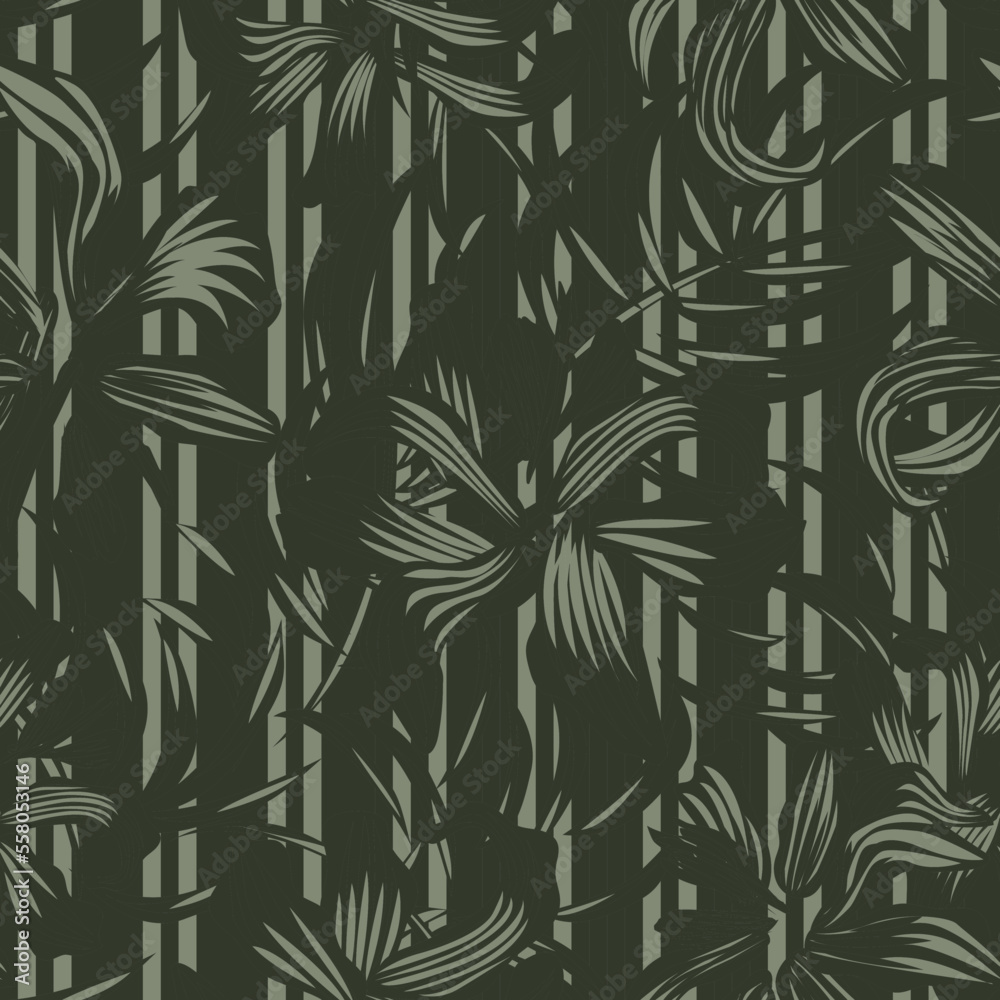 Sticker Floral Striped Seamless Pattern Design