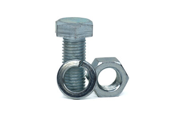 Full thread hexagon bolt, nut and spring nut washer