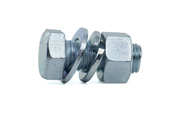 Galvanized bolt, nut with flat and spring nut washers