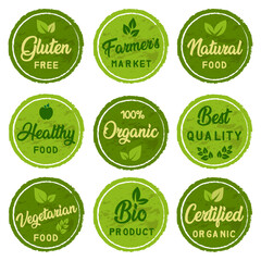 Organic food, natural product and healthy life logo, stickers and badges.