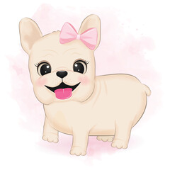 Obraz na płótnie Canvas Cute French Bulldog illustration