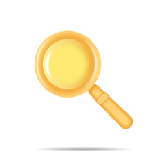 Yellow magnifying glass icon. discovery research searching analysis concept 3d vector icon