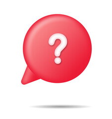red speech bubble with question mark Frequently Asked Questions Support Help Ideas EPS 10 3D Vector Icon