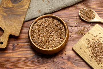 Flax seeds flaxseed or linseed. Cereals. Healthy food. Concept of natural vitamins and...