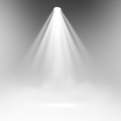 Transparent studio white smoke spotlight - obrazy, fototapety, plakaty