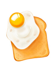 Breakfast painting, bread and fried eggs