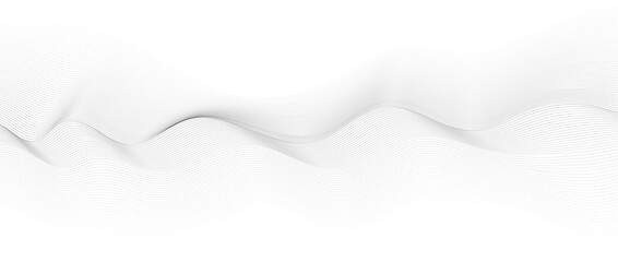 Fototapeta premium Wave line background with smooth shape. Beautiful wavy line on a white background. Horizontal banner template. Abstract futuristic template. Chrome technological wallpaper.