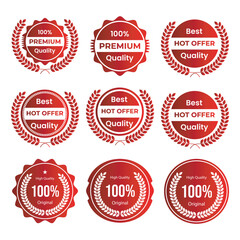 Circle Vintage and Retro Badge Design Red Color.