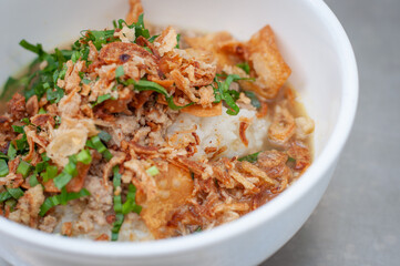 Boiled Rice, Pork Curry Powder  Breakfast of Tak is a province in the north of Thailand.
