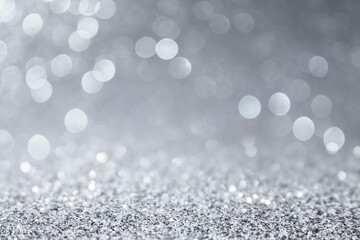 Silver background Abstract Bokeh Christmas. 
