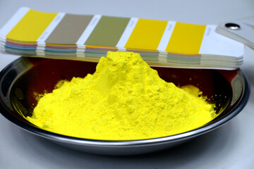 Red, yellow,green, blue powder coatings with color standard. 