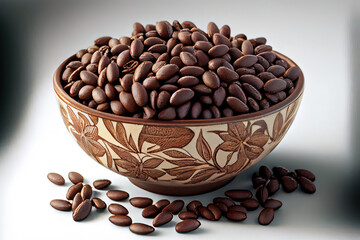 Coffee beans in ceramic bowl