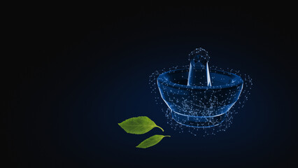Ayurvedic medicine concept with pestle mortar and leaves