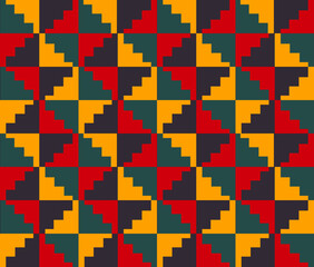 African geometric square triangle colorful pattern. Vector aztec Kilim geometric seamless pattern african colorful style. Abstract geometric pattern use for fabric, textile, home decoration elements.