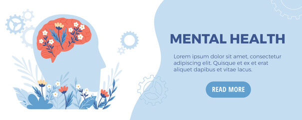 Website banner template about mental health flat style